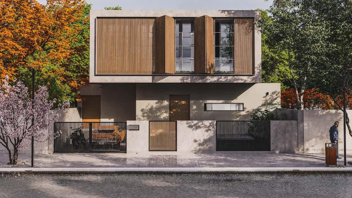 Modern house exterior of the scale built on a 240 square yard plot