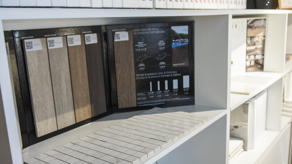 Floor tile samples of the kind sold across Karachi tile markets and showrooms