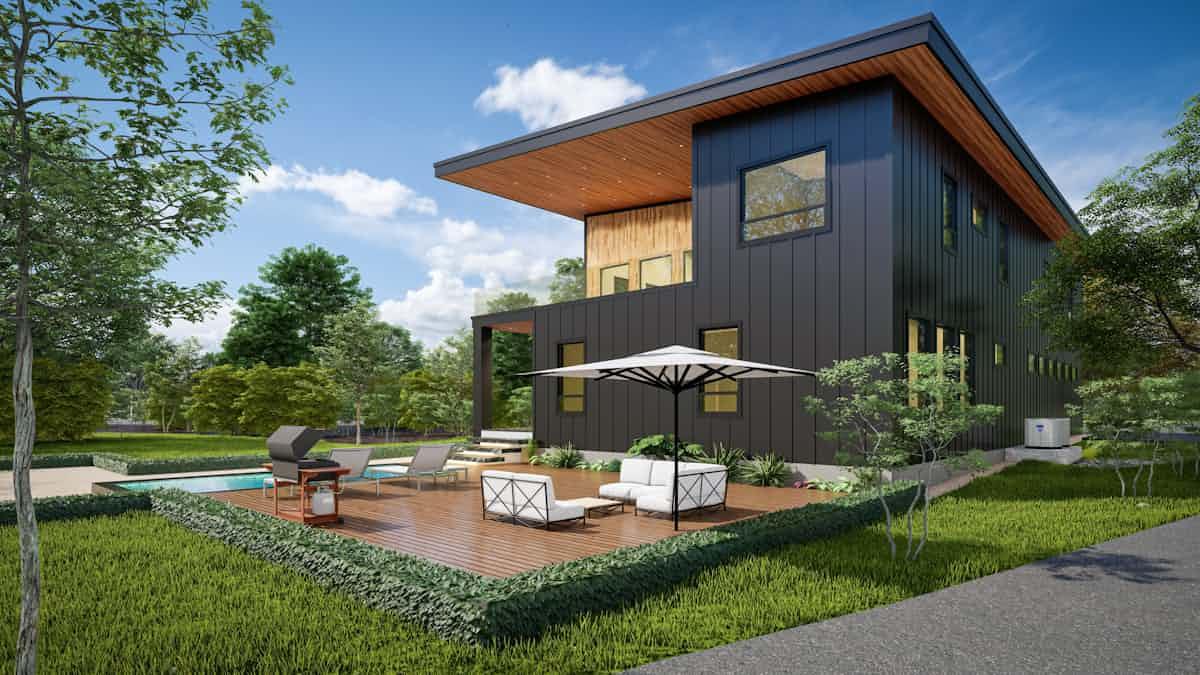 Compact two-storey house of the kind built on 120 square yard plots